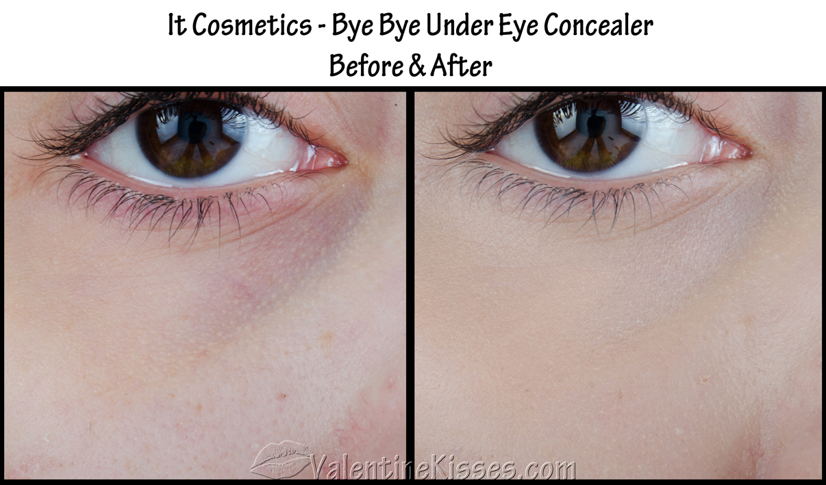 Valentine Kisses: It Cosmetics Bye Bye Under Eye Concealer in Light & in Neutral Medium - before & after, pics, review