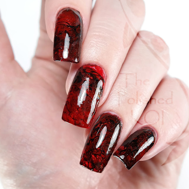 Red and Black Fluid Nail Art