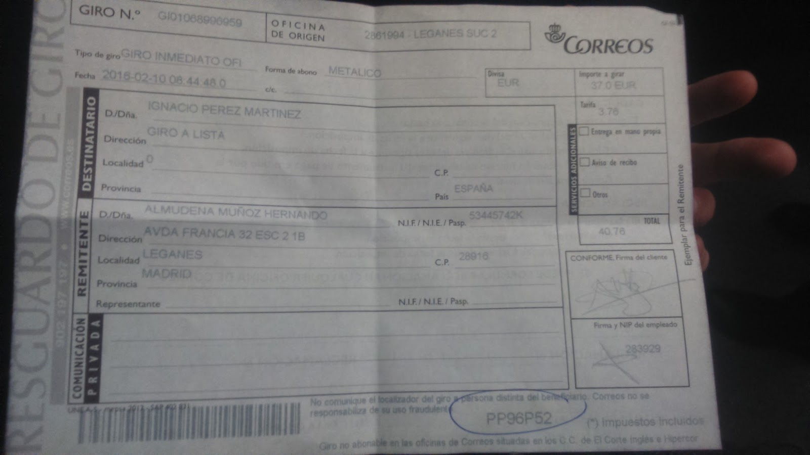 GIRO INMEDIATO CORREOS HA PASADO A LA HISTORIA