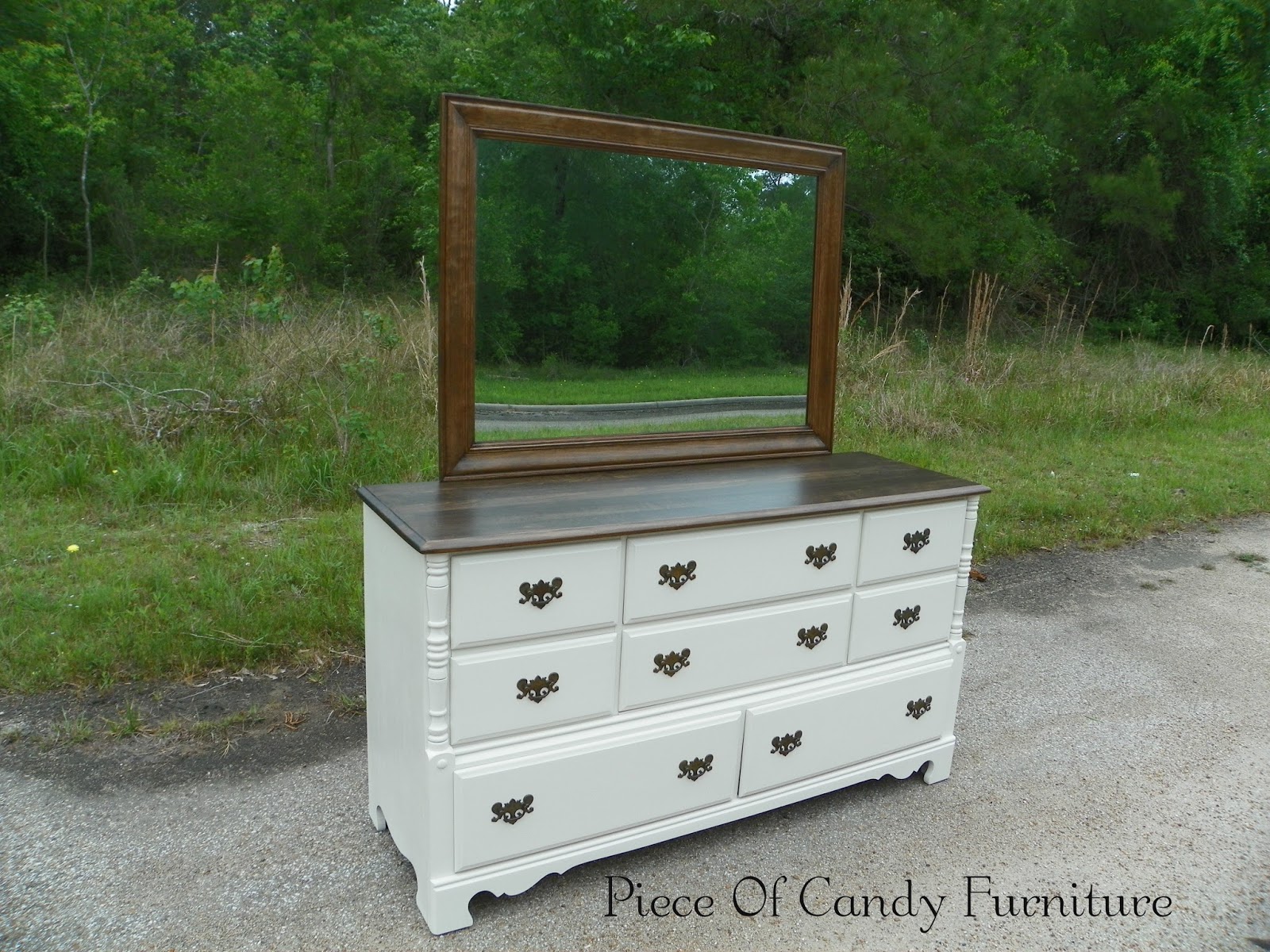Piece Of Candy Furniture Refinished Ivory Painted Dresser & Mirror...