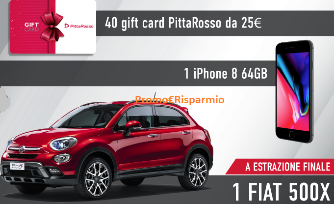 PROMO€RISPARMIO: PittaRosso ''Vinci con Reebok'' : 1.800 gift da 25€ , 45 Iphone e 1 Fiat 500X