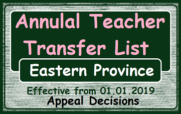 Annual Transfer Appeal Decision List  - Education Department (Eastern Province)