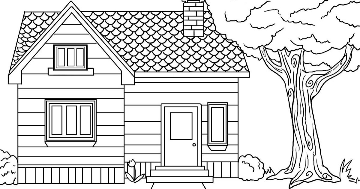 Dessins et Coloriages: Page de coloriage grand format à imprimer : une grande maison familiale ...