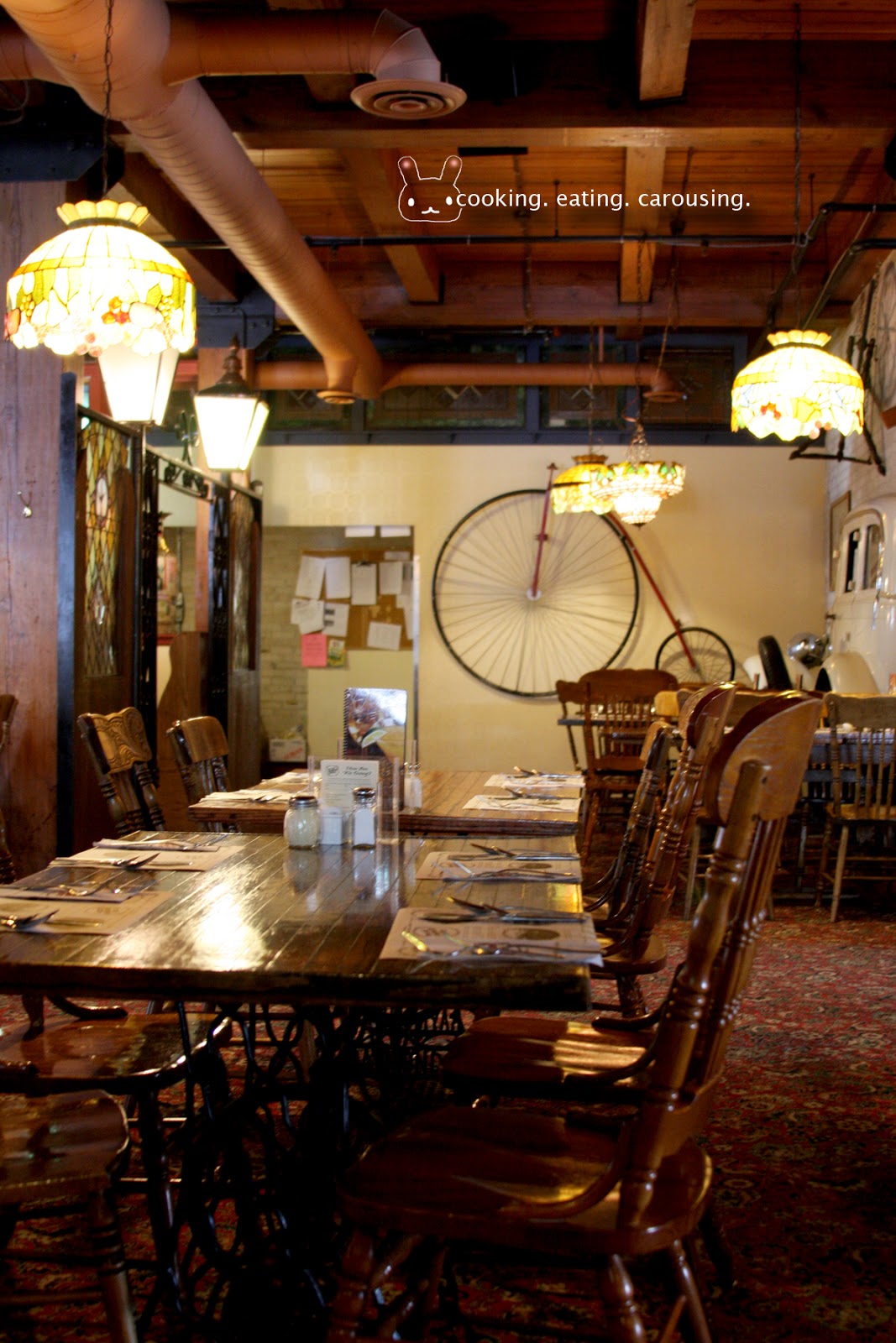 cooking. eating. carousing. old spaghetti factory, to fill our bellies