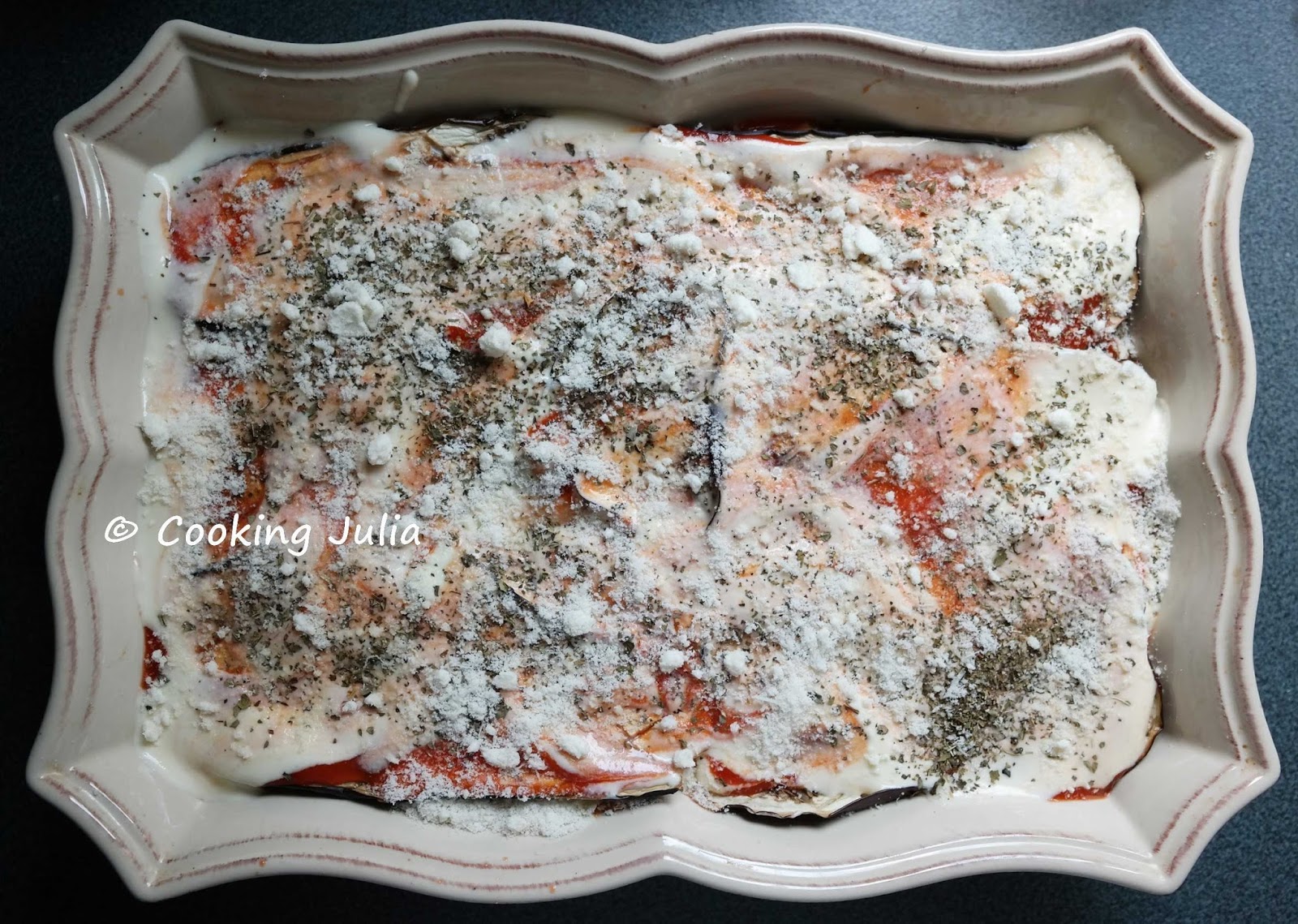 COOKING JULIA GRATIN LÉGER D'AUBERGINES À LA RICOTTA