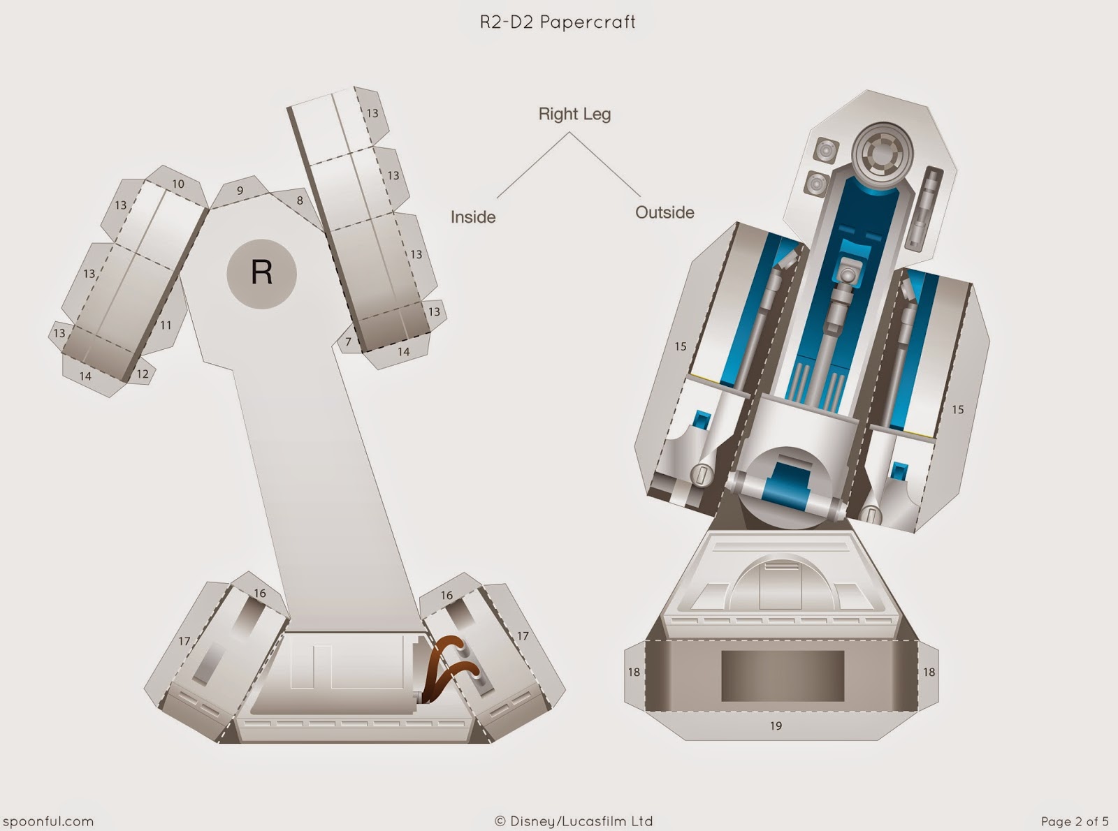 Descargable imprimible de R2-D2 de la saga de Star Wars para maqueta 3d-3