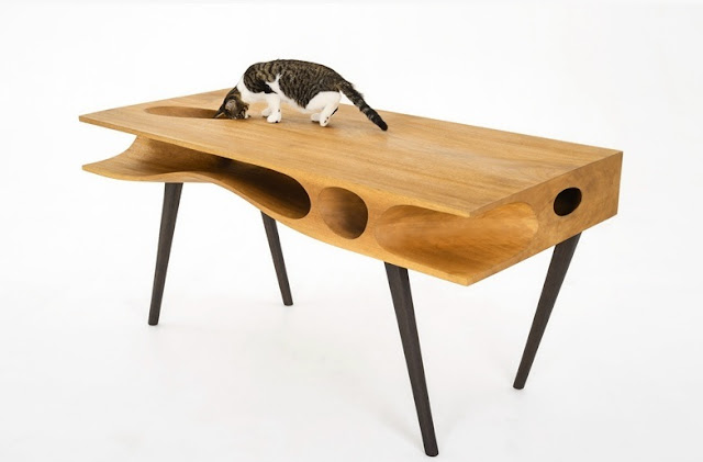 furniture for cat owners, cat friendly table, Cat play house designs