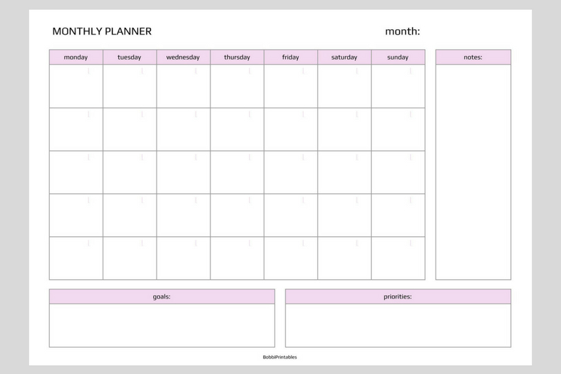 Monthly Planner Template Free Printable Printable Templates