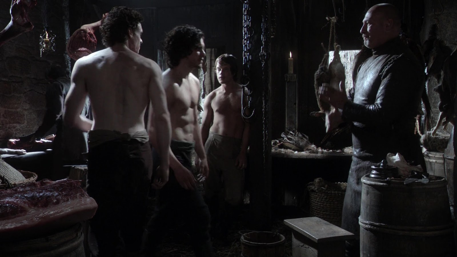 Kit Harington, Richard Madden and Alfie Allen shirtless in Game Of Thrones ...