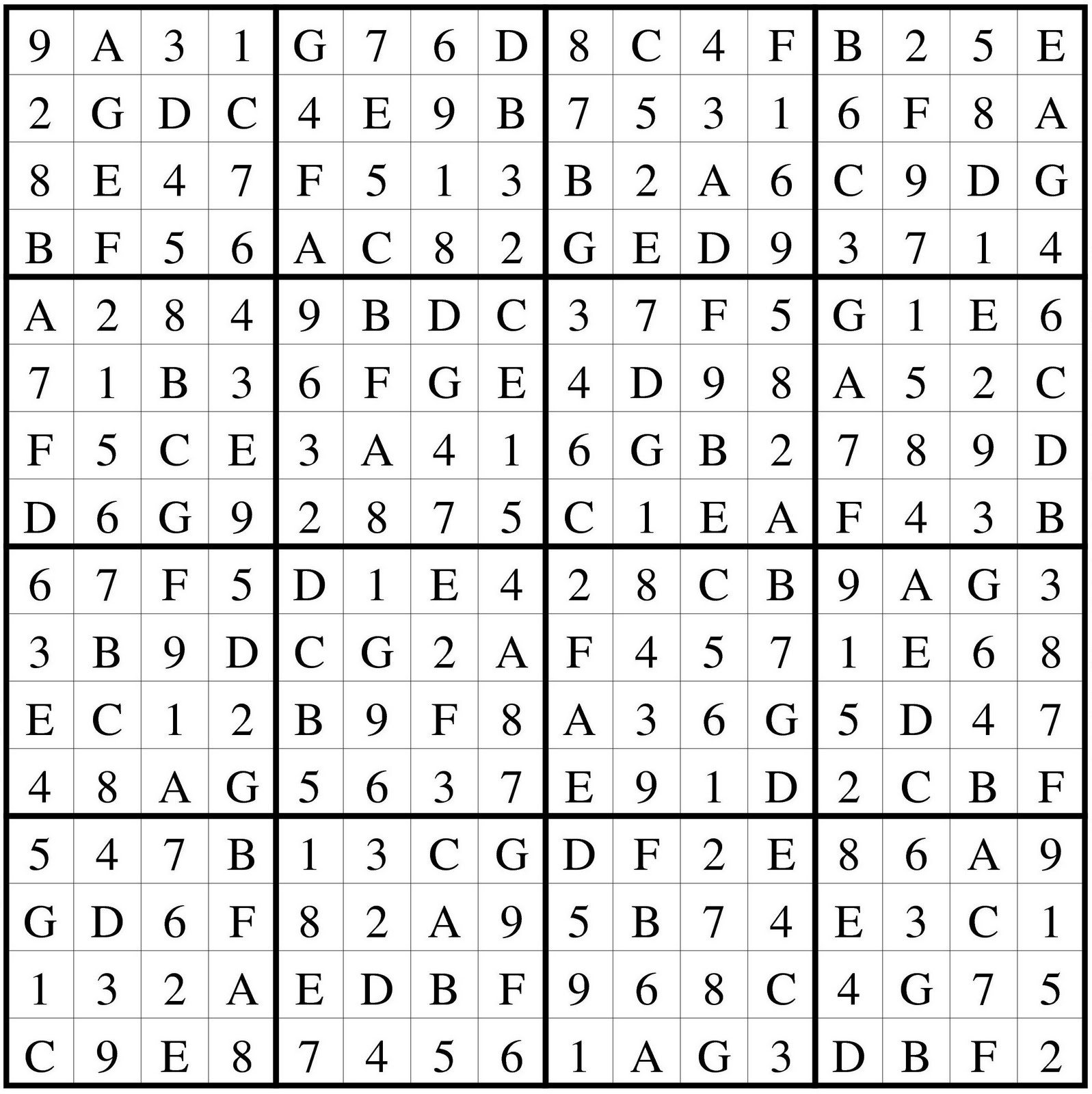 Sudoku Diario Sudoku 16 X 16