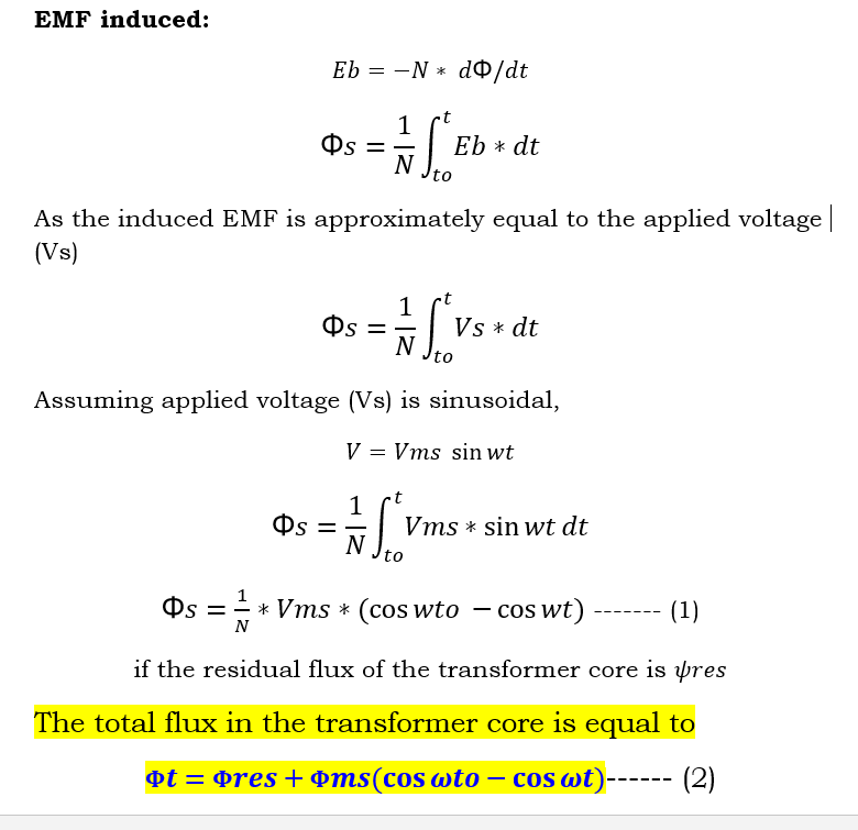 Transformer Inrush Current Electrical Volt