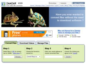 Zamzar adalah salah satu layanan converter image online yang mendukung foto dan format grafis yang umum digunakan dan bahkan bekerja untuk beberapa format CAD.