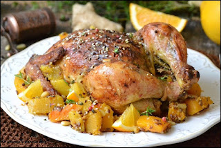 Pui umplut cu dovleac,portocala si ghimbir