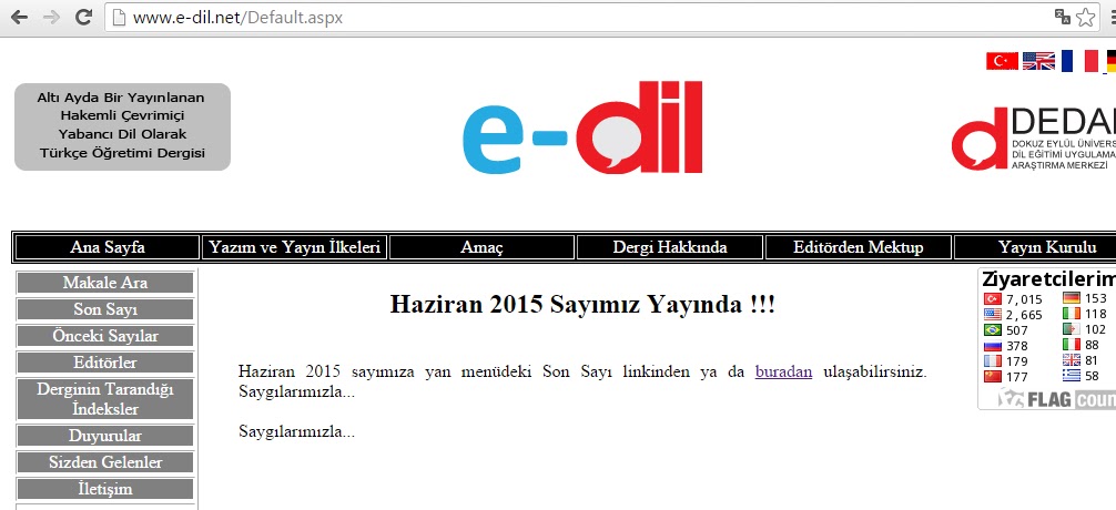 e-dil (Yabancı dil olarak Türkçe Öğretim dergisi) | Yabancı Dil Olarak