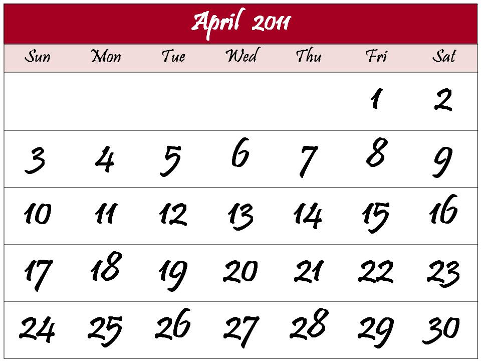 2011 april calendars. Free Printable Calendar 2011