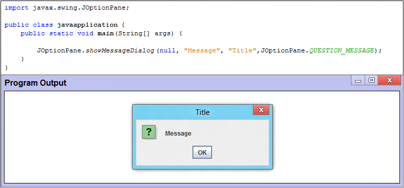 Easy Java Learn: JOptionPane : MessageDialog(5)