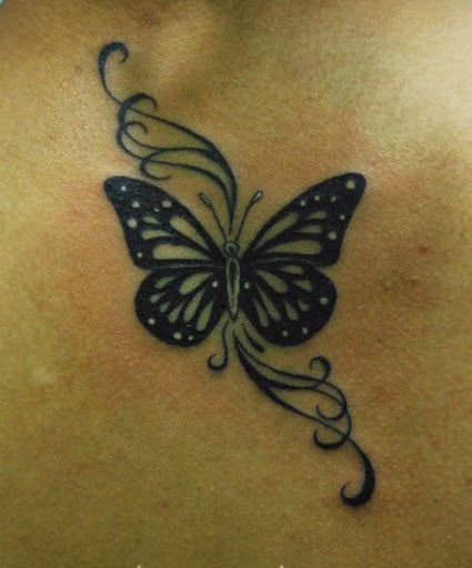 Negra Linda Tatuagem de Borboleta, com Redemoinhos