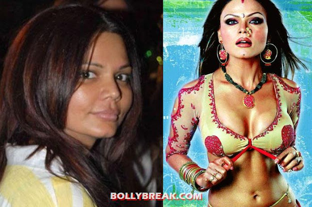 rakhi sawant with and without make up  - (11) - Bollywood Starlets with and without make up 
