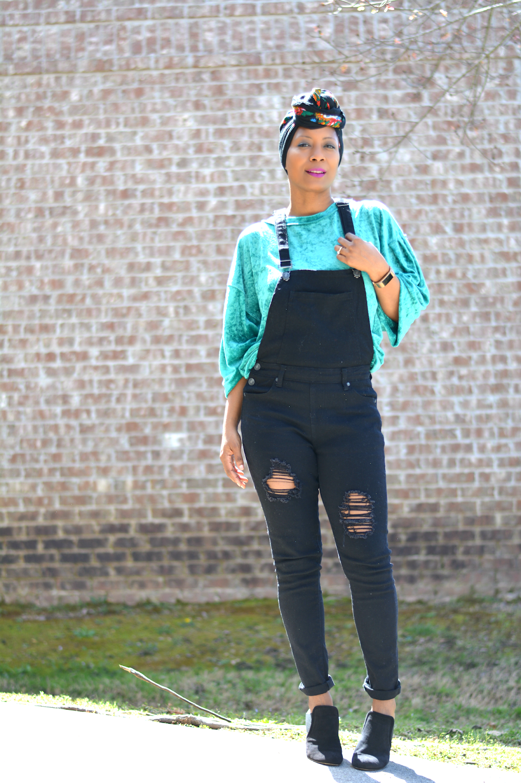 thrift style outfit featuring bib overalls from ASOS