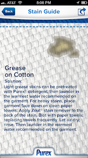 stain guide screen shot Purex Laundry app