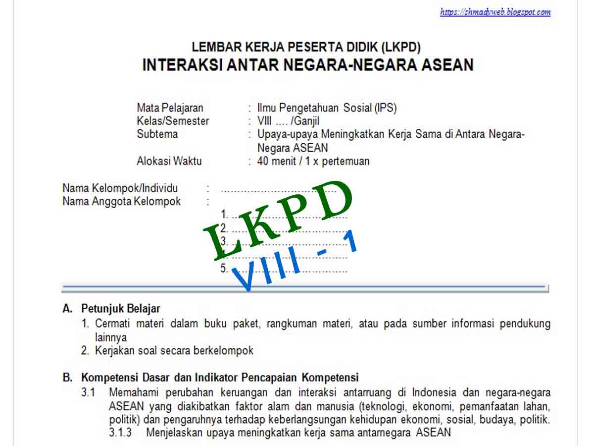 LKPD: Upaya-Upaya Meningkatkan Kerja Sama Antar Negara-Negara ASEAN Kelas 8