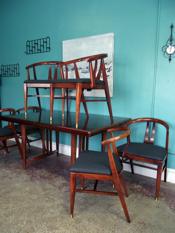 Vintage Ground Mid Century Danish Modern Dining Set Table w/ 6 chairs