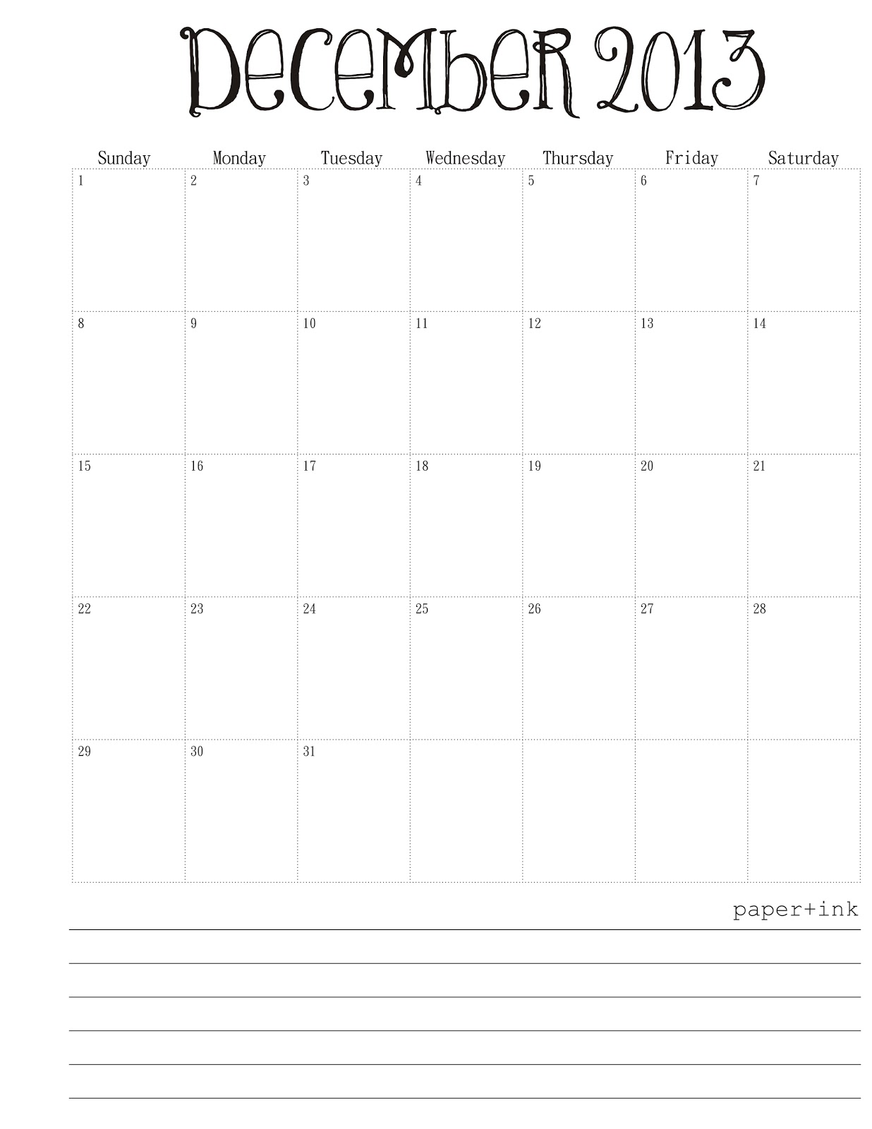 Free Calendar: December 2013