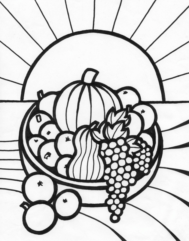Download Coloring Pages for Kids: Fruit Basket Coloring Pages