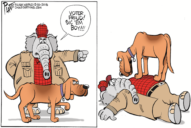 Frame One:  Republican Elephant orders bloodhound, 