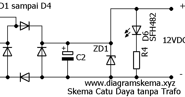 Rangkaian Catu Daya tanpa Trafo 12V 100mA