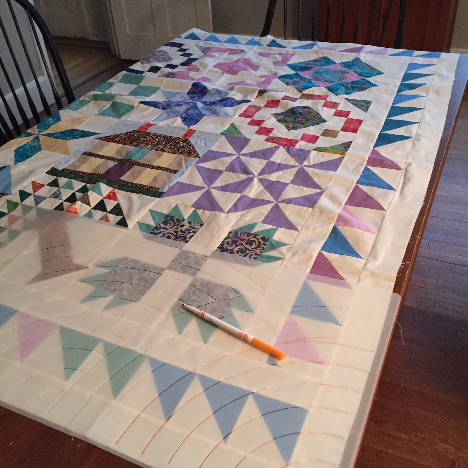 wabisabi quilts Baptist fan stencil from "Fun with Barb"