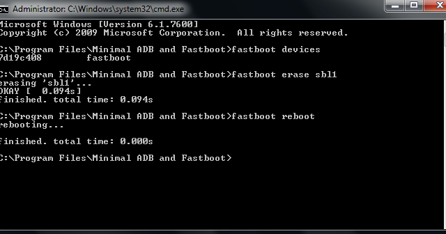 minimal adb fastboot comands