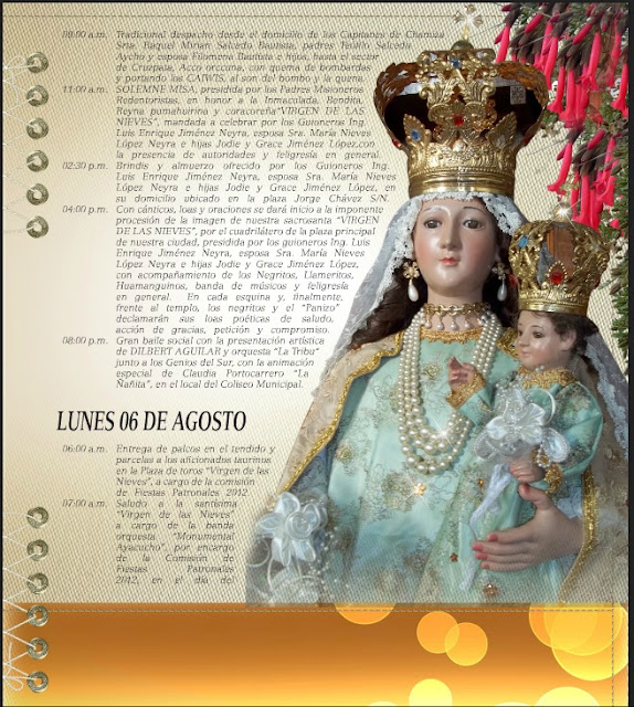 coracora parinacochas ayacucho: programa oficial de fiesta patronal de