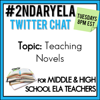 Join secondary English Language Arts teachers Tuesday evenings at 8 pm EST on Twitter. This week's chat will be about teaching novels.