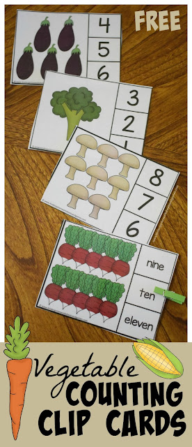 Looking to help kids practice counting 1 to 10? Here are some adorable Count to 10 Vegetable Clip Cards that will be perfect! This counting to 10 activities uses a fun vegetable theme perfect for teaching toddler, preschool, pre-k, and kindergarten age children the names of vegetables. Plus this activity also includes counting in words 1 to 10 too. Simply print counting printable and you are ready to play and learn!