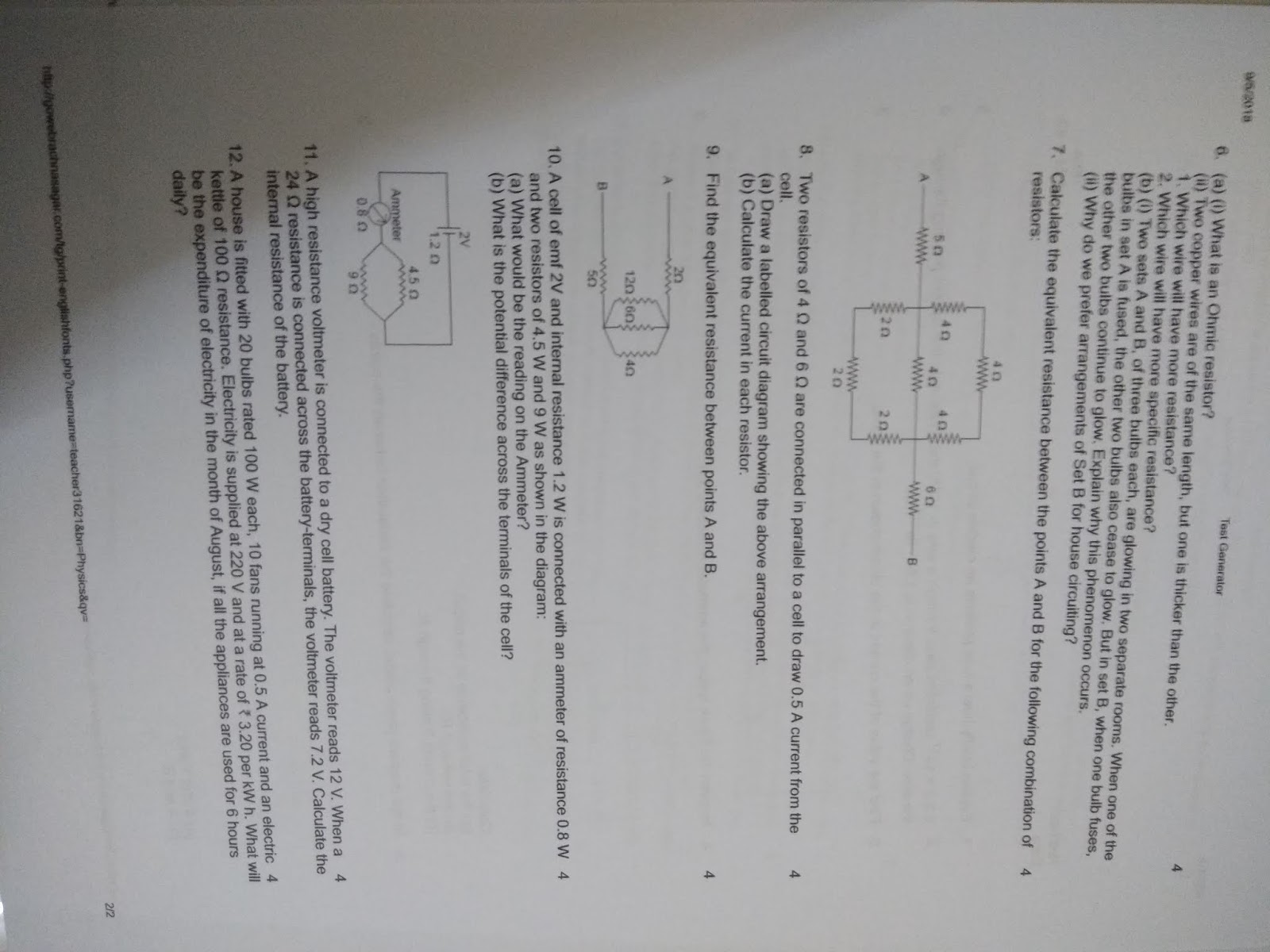 APS Golconda Priyanka Gupta: CLASS 10 / PRACTICE WORKSHEET / ELECTRICITY APS Golconda Priyanka Gupta: CLASS 10 / PRACTICE WORKSHEET / ELECTRICITY
