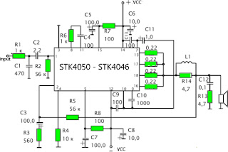 Schematics Amplifier STK4050-STK4046