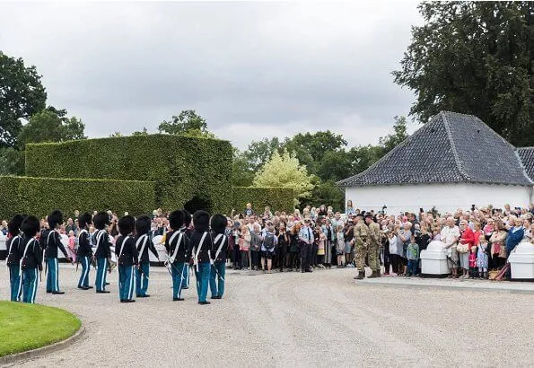 Queen Margrethe II attended ceremony of guards changing held at Grasten Palace. Crown Princess Mary