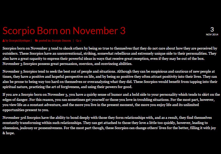 Personality Profile for People Born on November 14