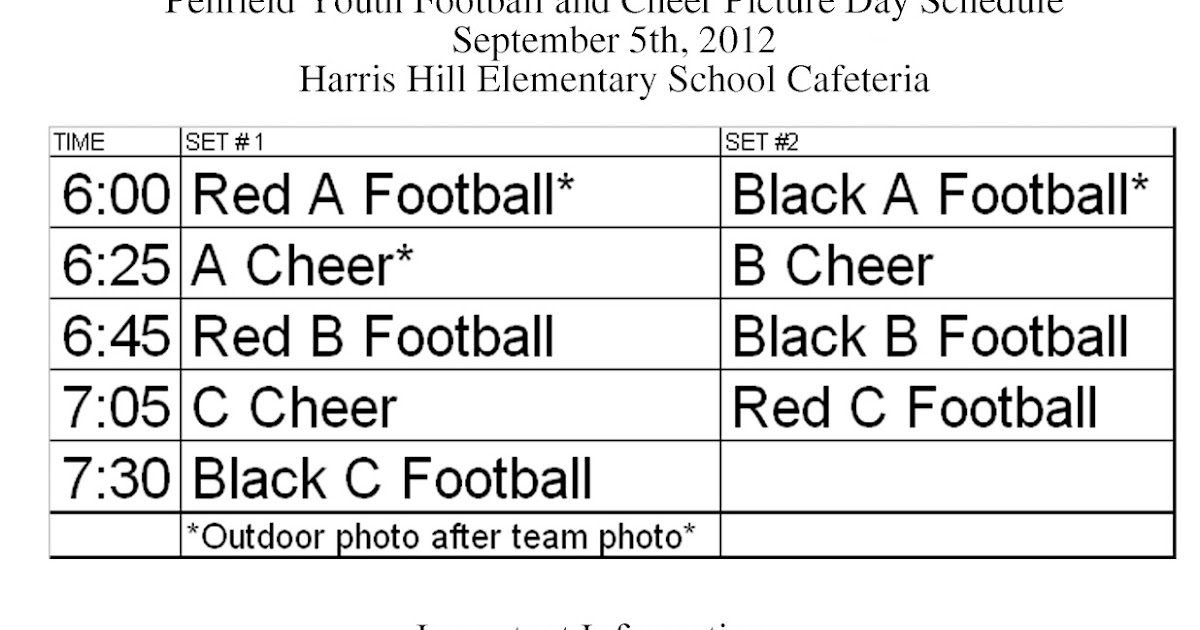 Penfield Youth Football & Cheer 2012: Don't forget picture day next week!