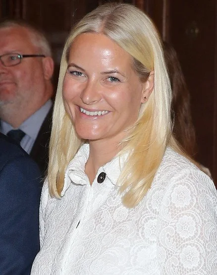 Crown Prince Haakon of Norway and Crown Princess Mette-Marit of Norway attends a ceremony to celebrate a gift of Norwegian textile at the Cooper Hewitt, Smithsonian Design Museum 