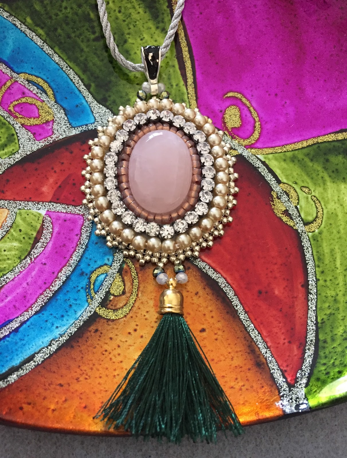 Jewelry by Jasvanti Rose Quartz Bead Embroidery