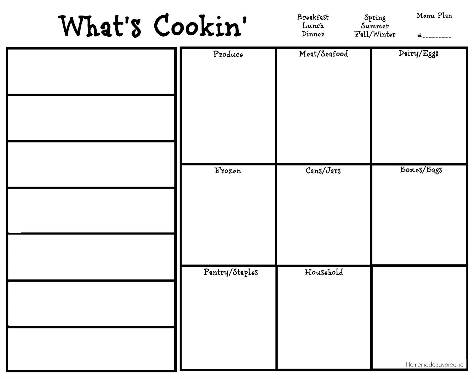 3. Weekly Reusable menus Homemade Savored