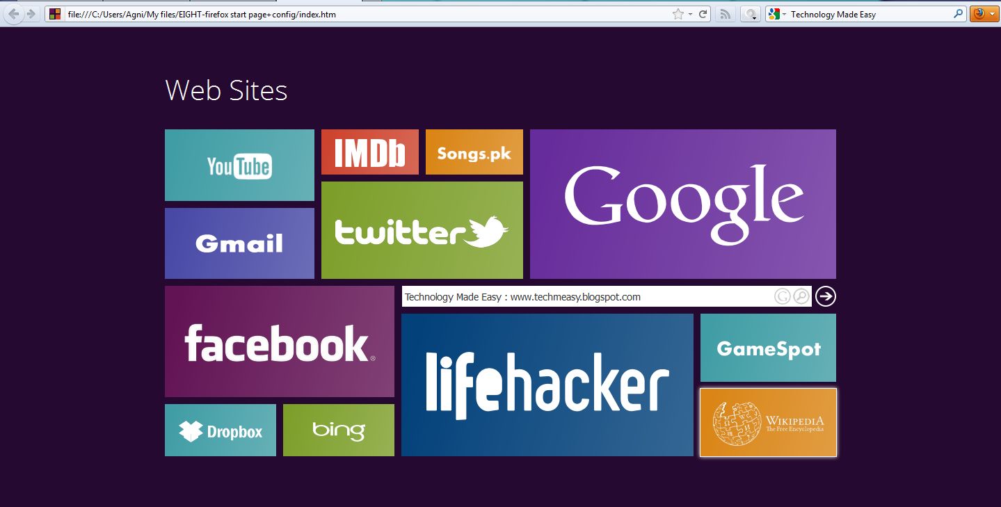 Customize your Browser Home Page to Look like Windows 8 Technology