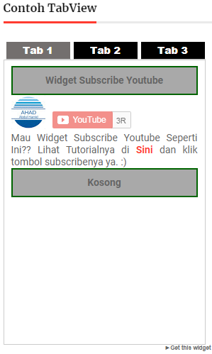 laborblog.my.id - Widget tab view 3 kolom adalah widget yang dipergunakan untuk menghemat tempat yang dapat diisikan dengan 3 buah widget lainnya agar tidak terlalu banyak memakan tempat.
