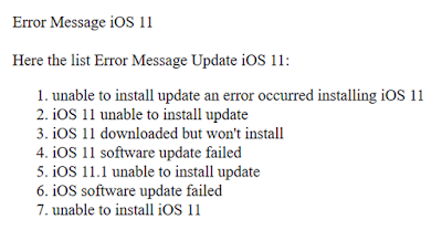 Error Message iOS 11