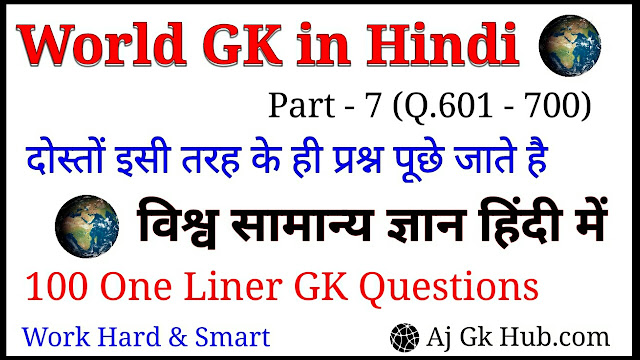 World GK in Hindi, World General Knowledge