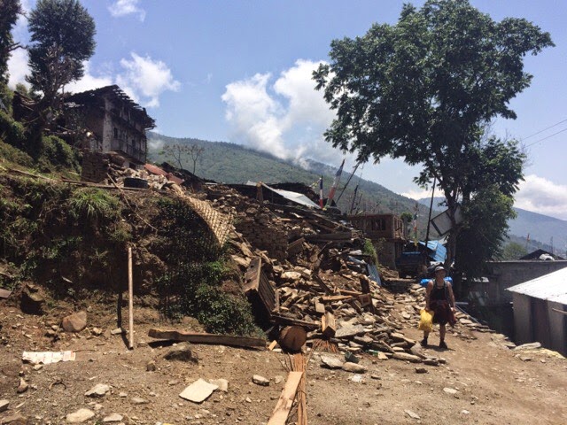 Village destroyed by the earthquake in Nepal