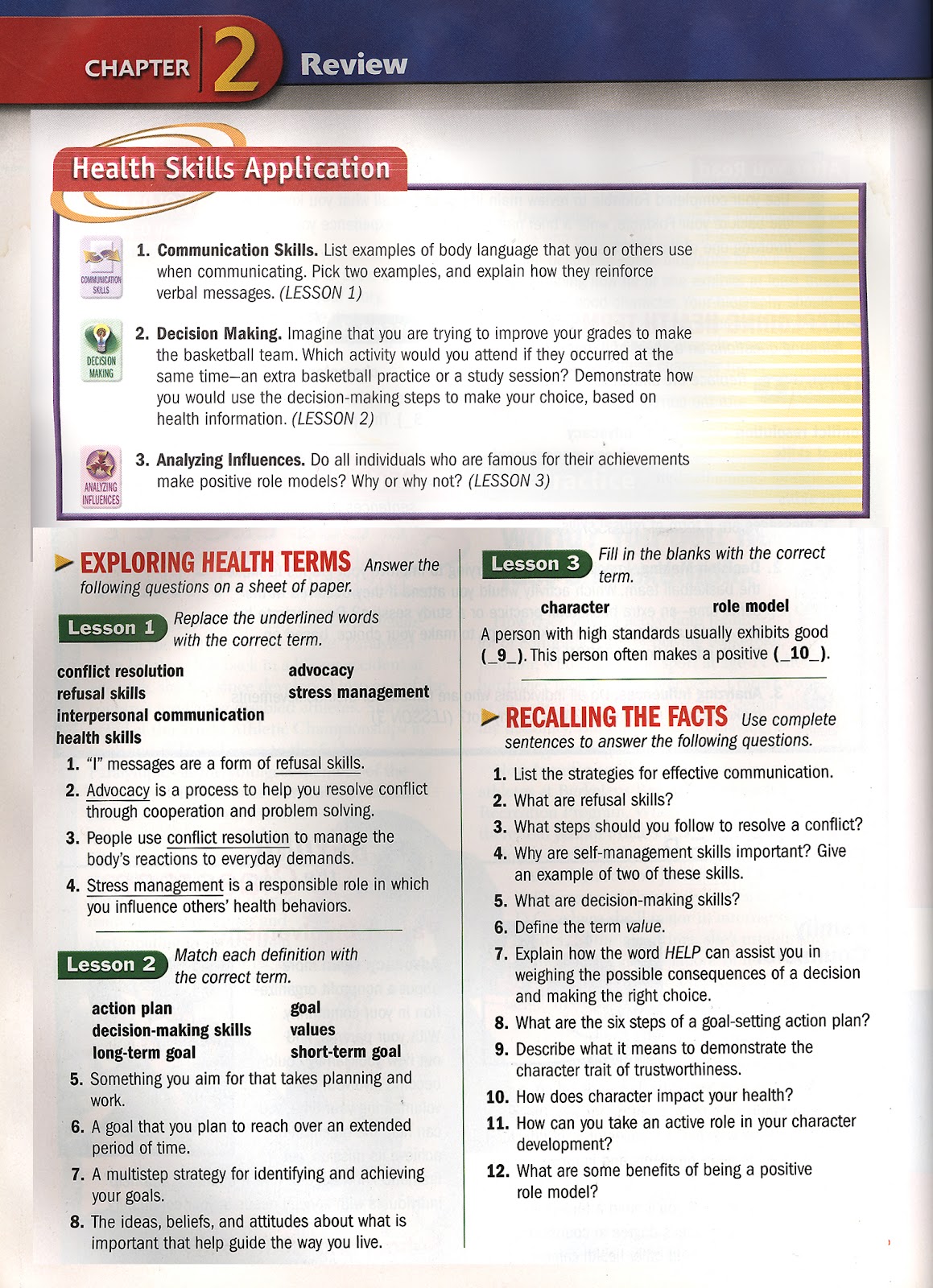 MCSM Health Week 2 Chapter 2 Building Health Skills & Character