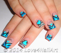 Love4NailArt: Sweet Blue Heart Nail Art Design Idea